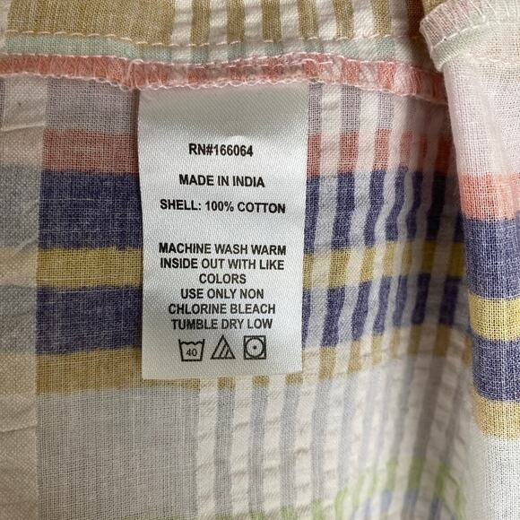 Rue de la Lune Sabi Dress Size ML Pink Multi Ruffle Cotton Stripe Maxi Colorful - Picture 12 of 14